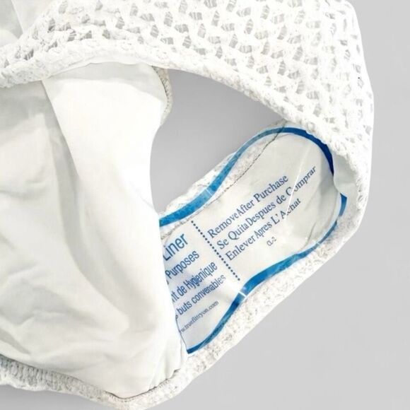 Andie Swim X Demi Moore Tropez Bikini Bottom White Crochet Textured Size L NWT - Picture 6 of 12